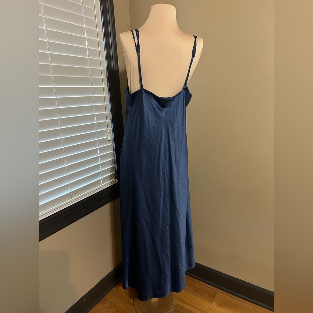 Cabernet Navy nightgown Chemise with Pink Trim - Picture 4 of 5